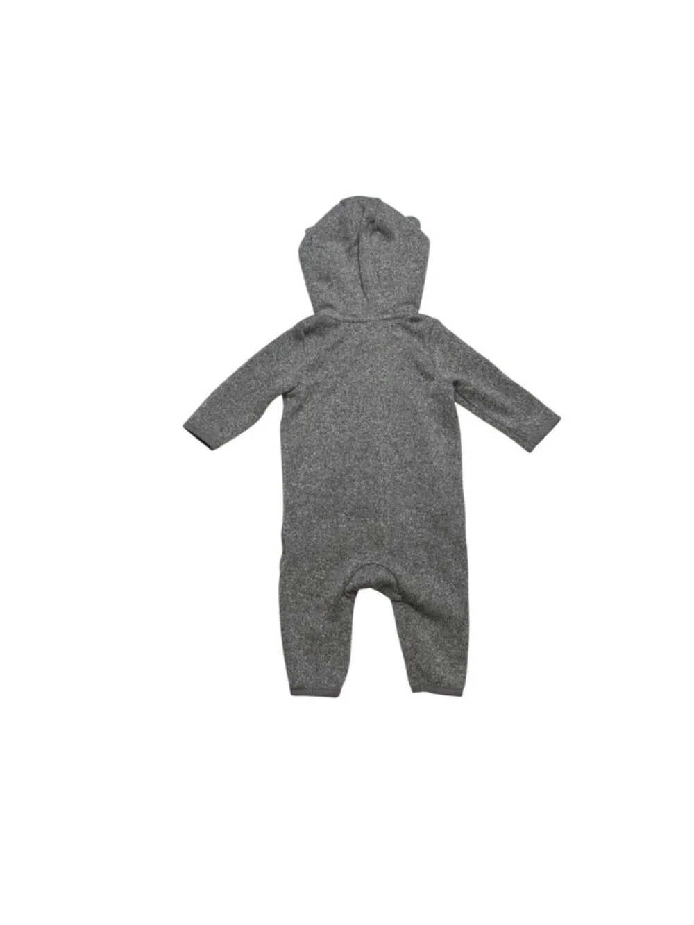 Old Navy Baby Bear Critter Hooded Fleece Zip-Up Bodysuit 6-12 Months Gray & Pink